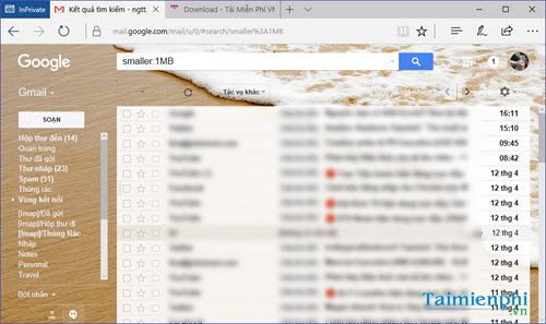 Cách tìm kiếm email trên Gmail theo dung lượng file