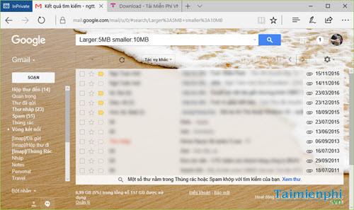 Collect email messages on gmail according to file size 3