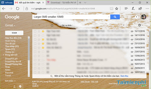 Cách tìm kiếm email trên Gmail theo dung lượng file