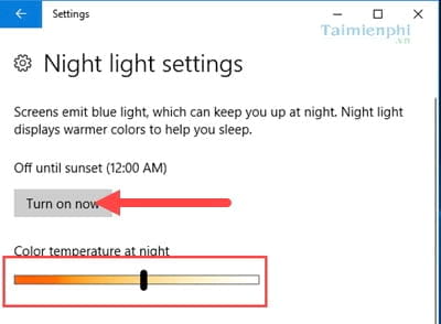 Bật, tắt chế độ ban đêm Night Light trong Windows 10