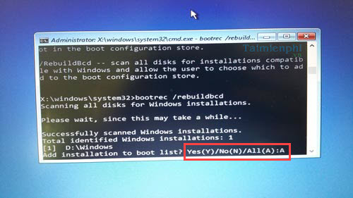 bootrec rebuildbcd the requested system device cannot be found