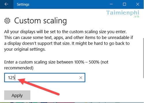 Sửa lỗi Custom Scale Factor Is Set trên Windows 10