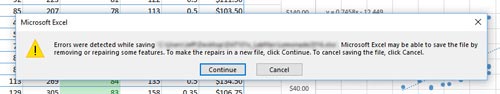 Cách sửa lỗi Errors were detected while saving file khi lưu file Excel