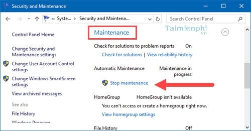 Cách dừng chế độ Maintenance trên Windows 10