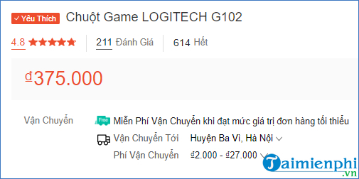 Mua Chuột Logitech G102 chỉ 290K