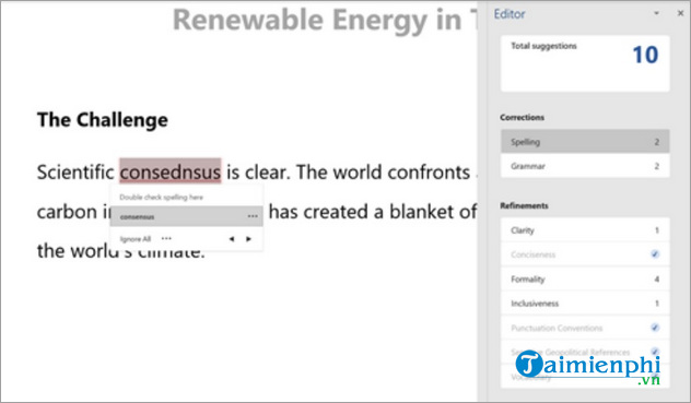 microsoft word cho windows 10 se co cong cu kiem tra ngu phap va chinh ta moi