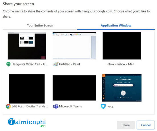 Cách chia sẻ màn hình trên Google Hangouts, Google Meet