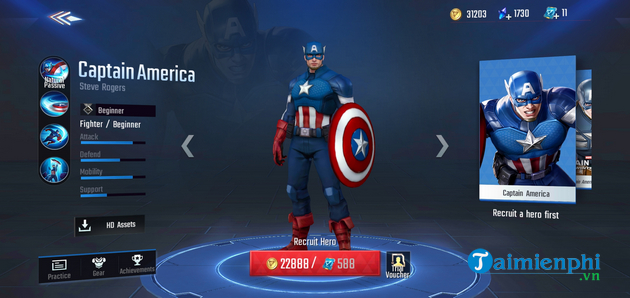Cách chơi Captain America trong game Marvel Super War
