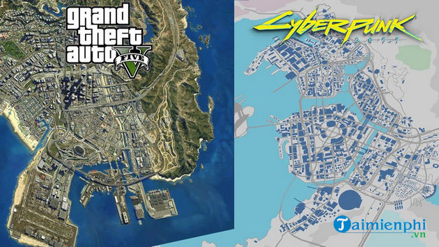 So sánh Cyberpunk 2077 vs GTA 5, bản đồ nào lớn hơn ?