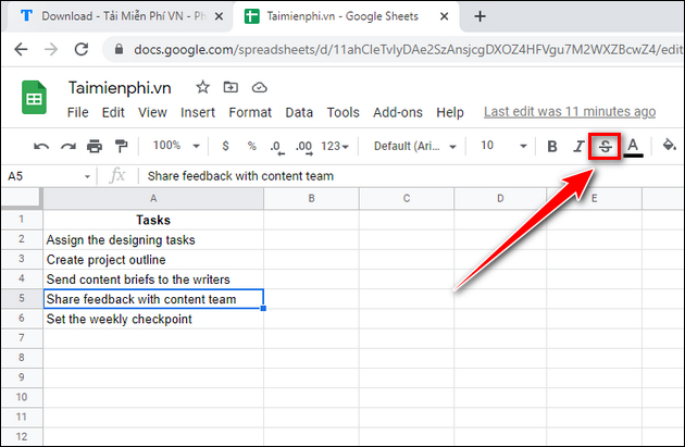 cach viet gach ngang chu trong google sheet google docs 5