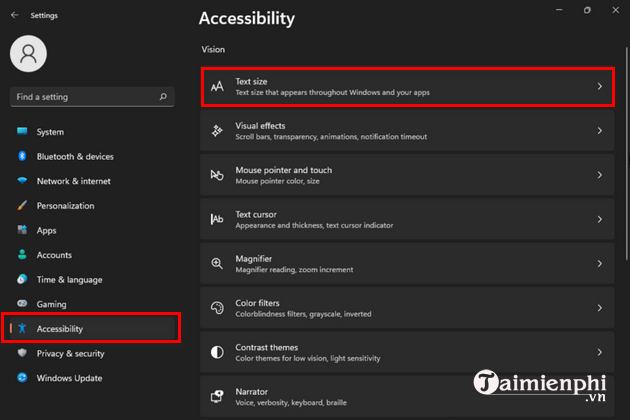 cach thay doi kich thuoc phong chu tren windows 11