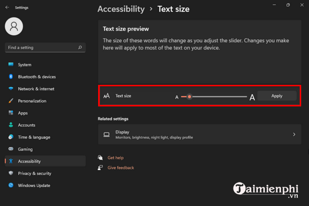 cach thay doi co chu tren windows 11
