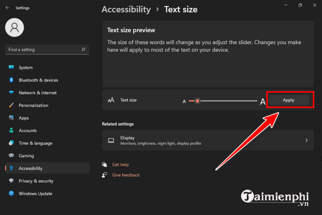 cach doi kich co chu tren windows 11