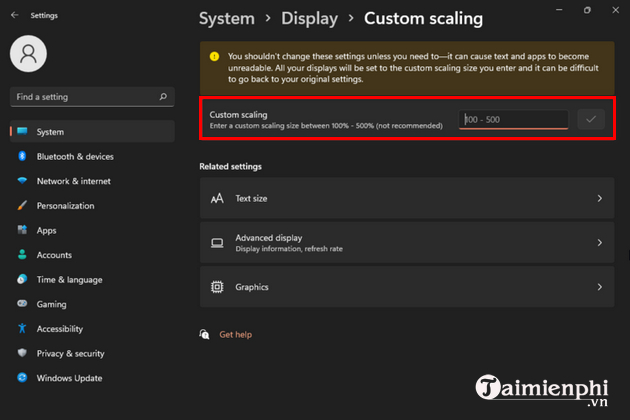 cach chinh kich thuoc chu tren windows 11