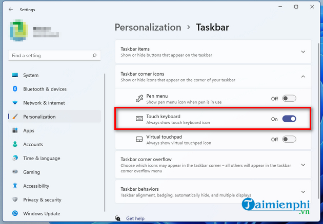 cach chinh ban phim ao tren windows 11