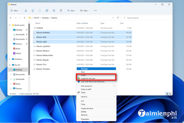 meo cai font chu tren win 11