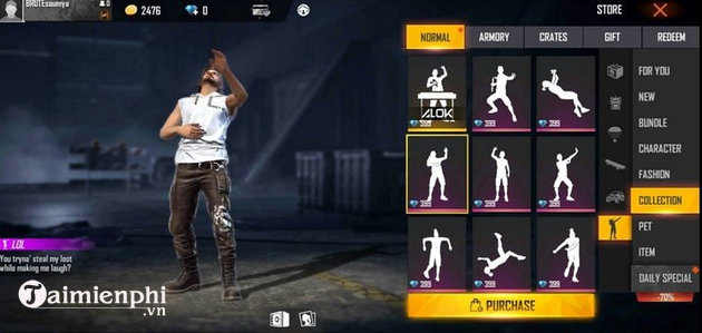 good emotes used in free fire