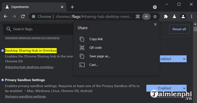 google chrome cho windows 10 sap co tinh nang chia se sharing hub moi