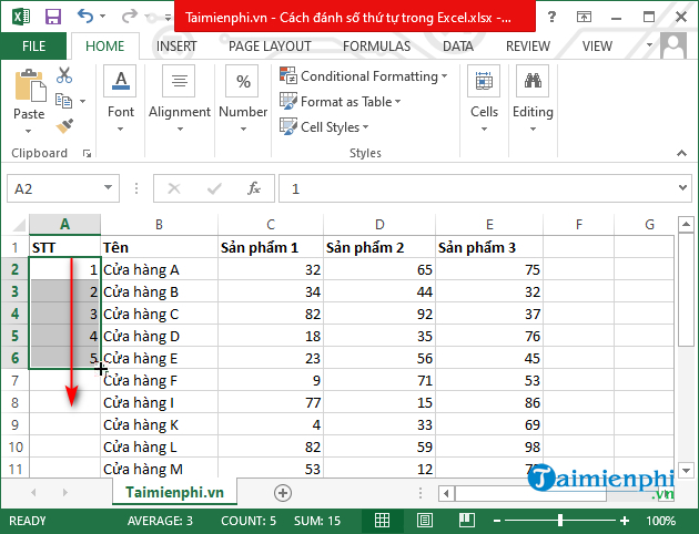 Liệt kê các so sánh trong Excel