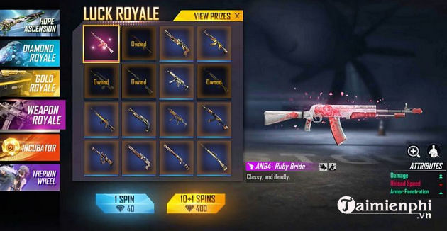 how to show skin an94 ruby ​​bride in free fire 3