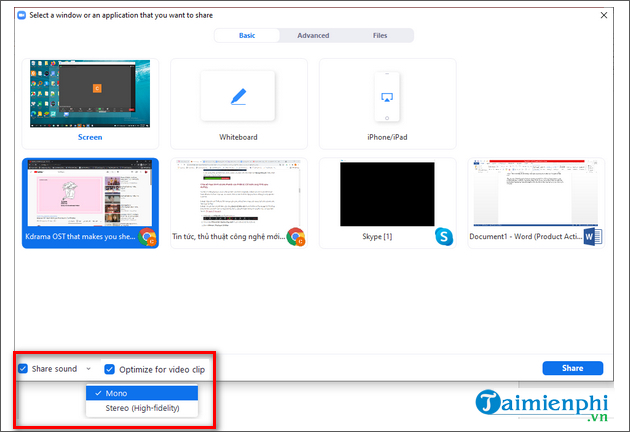 huong dan chia se am thanh tren zoom