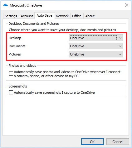 Thiết lập OneDrive làm vị trí lưu trữ mặc định trên Windows 10