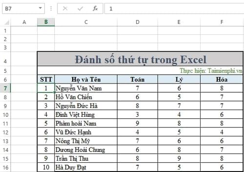 Không đánh được số thứ tự trong Excel