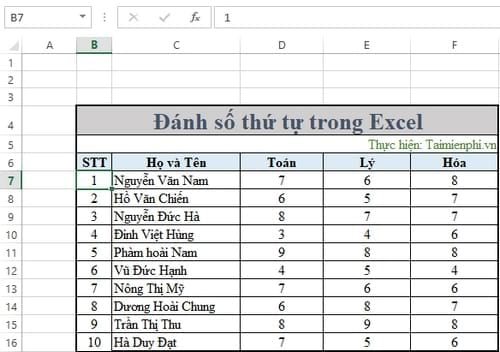 Không đánh được số thứ tự trong Excel 6