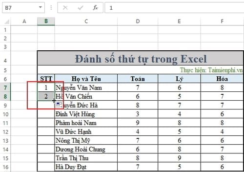 Không đánh được số thứ tự trong Excel 8