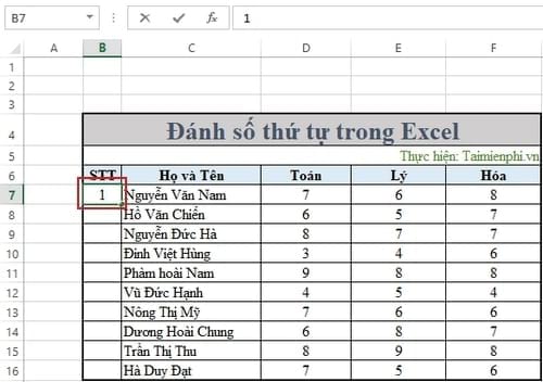 Không đánh được số thứ tự trong Excel 0