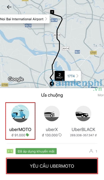 Cách dùng Uber moto gọi xe ôm