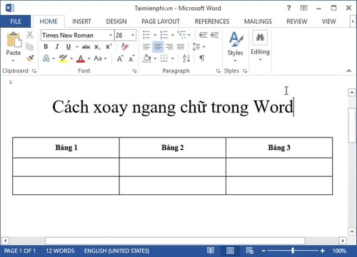 Cách xoay ngang chữ trong Word