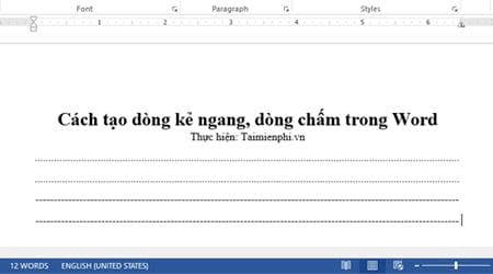 Tạo dòng dấu chấm (……………) nhanh trong Microsoft Word