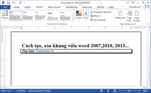 Cách Tạo, Xóa Khung Viền Word 2007,2010, 2013, 2016