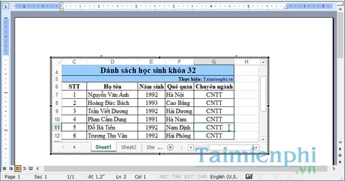 Cách chuyển Excel sang Word 2003 đơn giản nhất