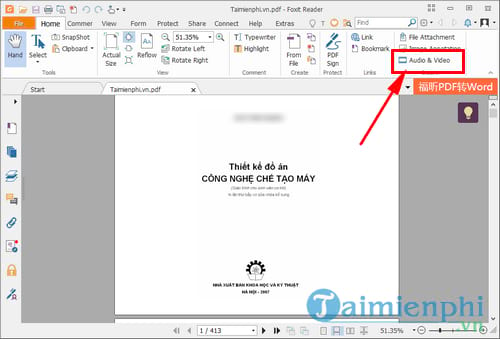 cach chen am thanh nhac vao file pdf bang foxit reader 4