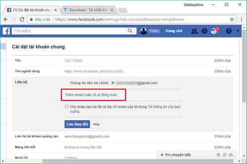 Cách đổi Email trên Facebook nhanh nhất