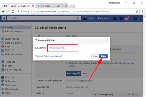 Cách đổi Email trên Facebook nhanh nhất