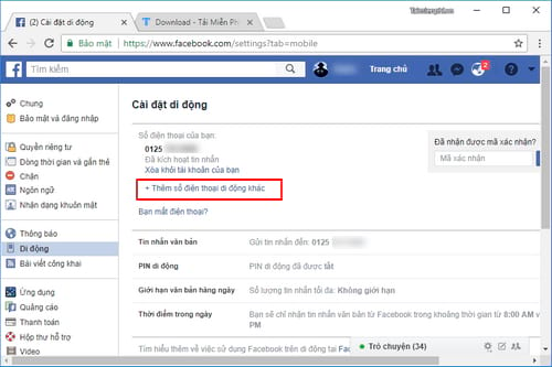 how to use facebook 3 phone number