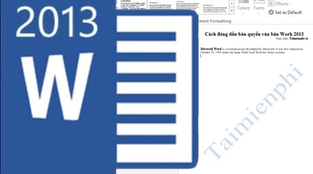 Cách đóng dấu bản quyền văn bản Word 2013