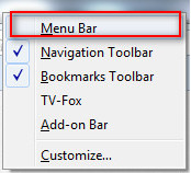 Firefox - Bật và tắt thanh công cụ Menu Bar