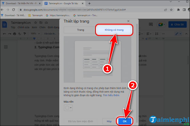 huong dan thiet lap dinh dang khong cop trang tren google docs