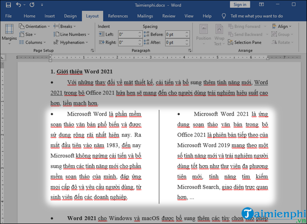 Cách chia văn bản thành nhiều cột trong Word 2021 nhanh chóng, đơn giản nhất 20 chia van ban thanh nhieu cot trong word phien ban 2021 nhanh chong