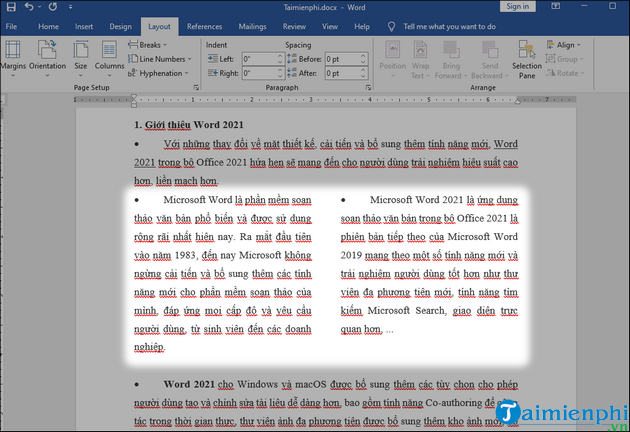 Cách chia văn bản thành nhiều cột trong Word 2021 nhanh chóng, đơn giản nhất 14 huong dan chia van ban thanh nhieu cot trong word 2021