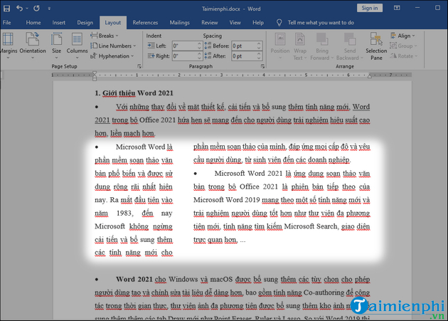 Cách chia văn bản thành nhiều cột trong Word 2021 nhanh chóng, đơn giản nhất 16 meo chia van ban thanh nhieu cot trong word 2021 don gian nhat