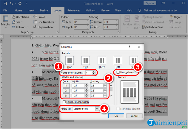 Cách chia văn bản thành nhiều cột trong Word 2021 nhanh chóng, đơn giản nhất 18 meo chia cot trong word 2021