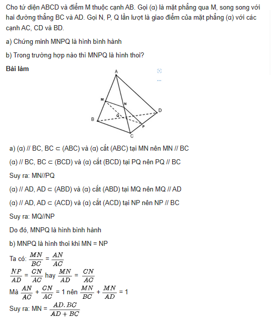 Giải toán lớp 11 trang 111, 112 sách CTST tập 1, Đường thẳng và mặt phẳng song song 8 giai toan lop 11 trang 111 112 sach ctst tap 1 duong thang va mat phang song song 4