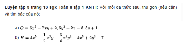 giai toan lop 8 trang 11 12 13 14 sach kntt tap 1 da thuc 13