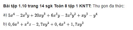 giai toan lop 8 trang 11 12 13 14 sach kntt tap 1 da thuc 19