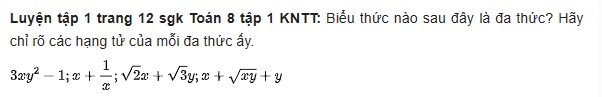 giai toan lop 8 trang 11 12 13 14 sach kntt tap 1 da thuc 7